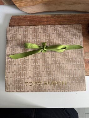 Tory Burch Brown Gold Green Gift Bag Unused